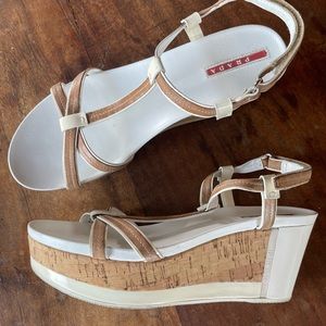 PRADA vintage patent leather and cork flatform platform sandal size 39 or US 9
